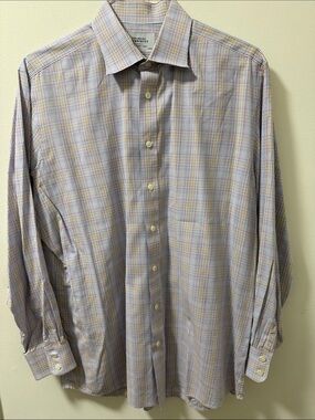 Charles Tyrwhitt Men’s Long Sleeve Button Up Shirt w/multicolor Plaid. Slim Fit.